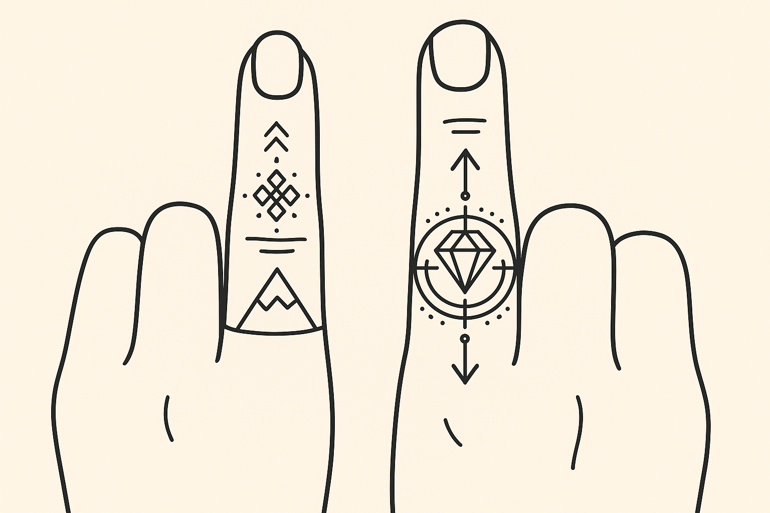 Geometric and modern wedding ring tattoo designs