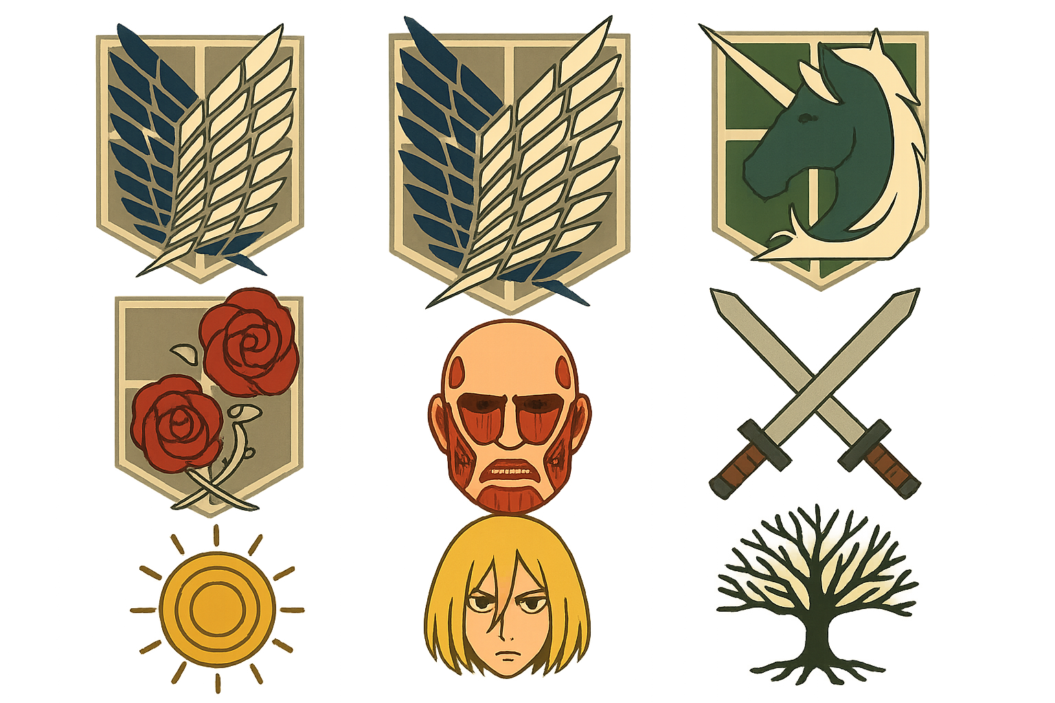 Attack on Titan symbolic tattoo emblems