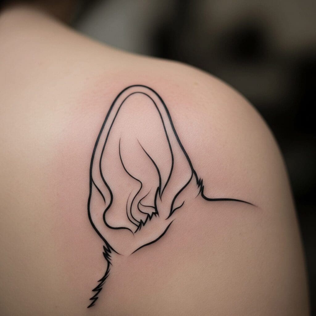 Dog Ear Outline Tattoo