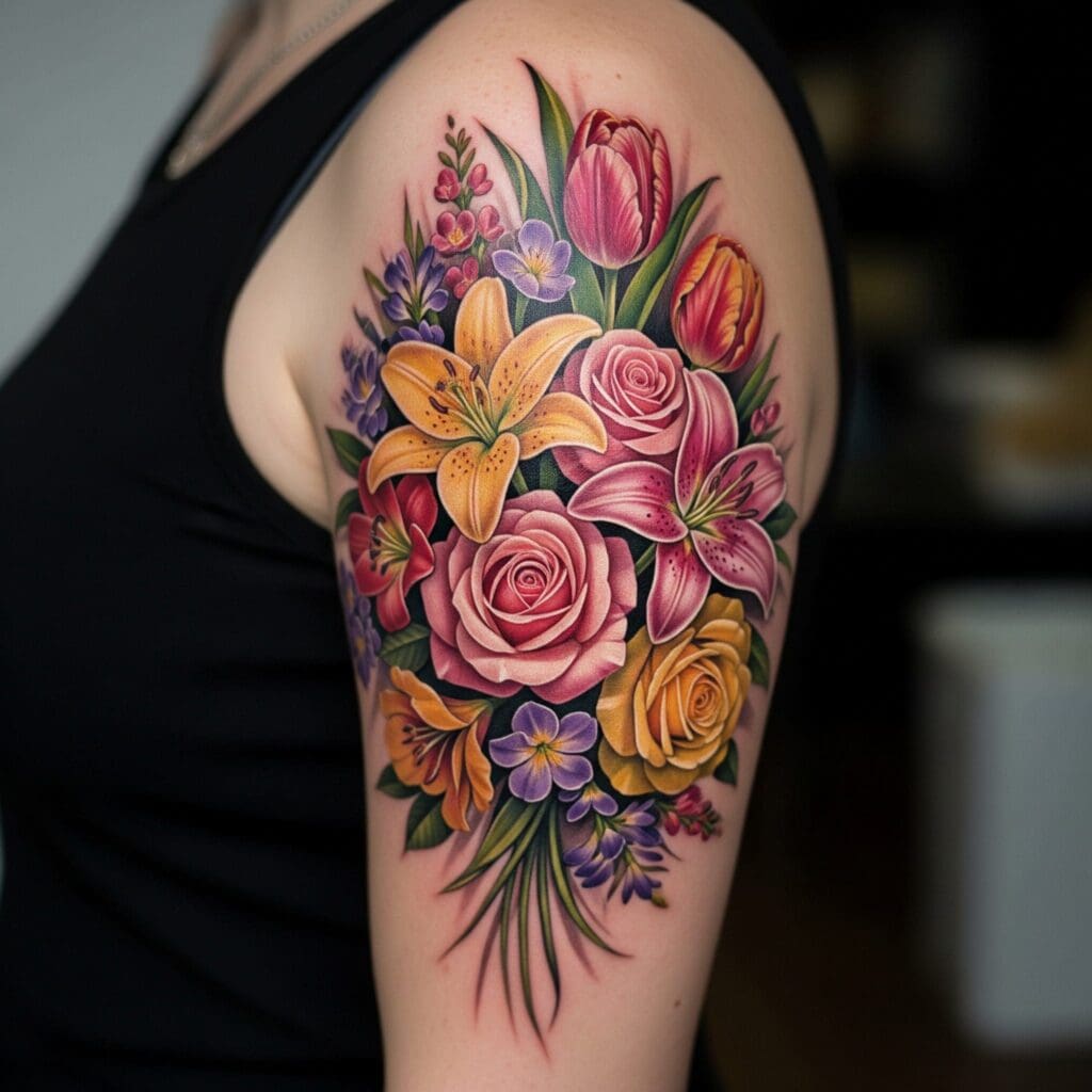 Flower Bouquet Tattoo