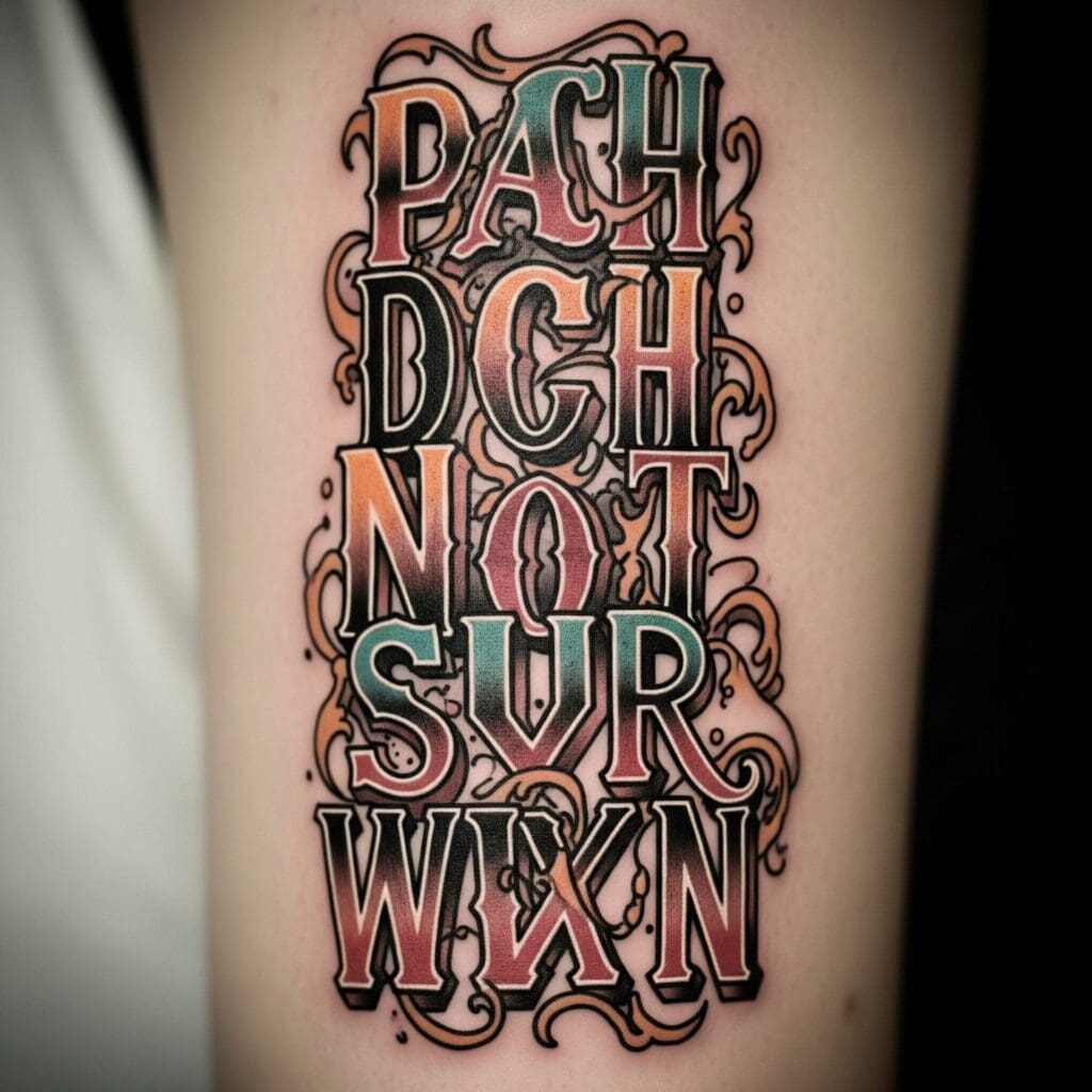 Stacked Letters Tattoo