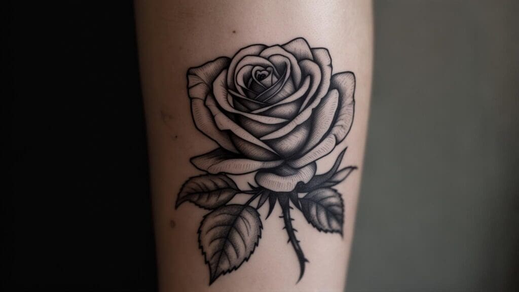 traditional rose tattoo