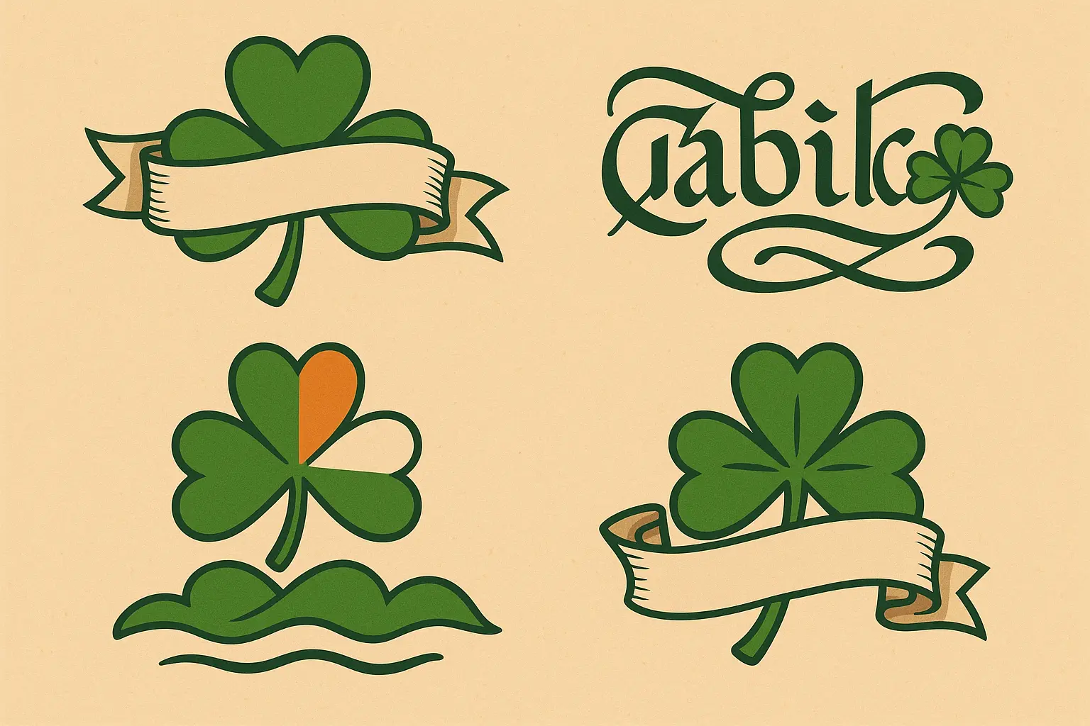 Irish blessing text integrated with shamrock design elements
