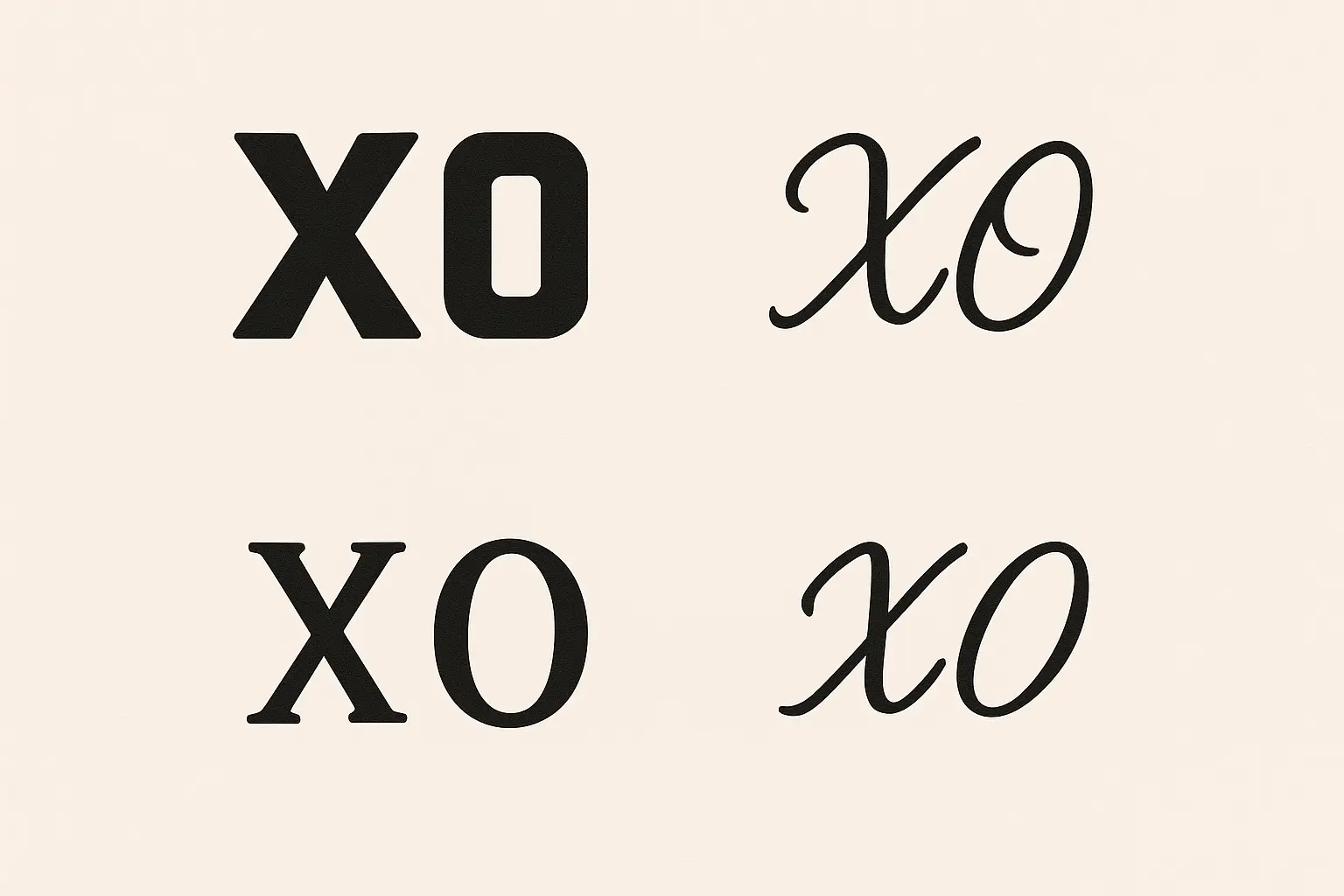 Minimalist XO tattoo design examples