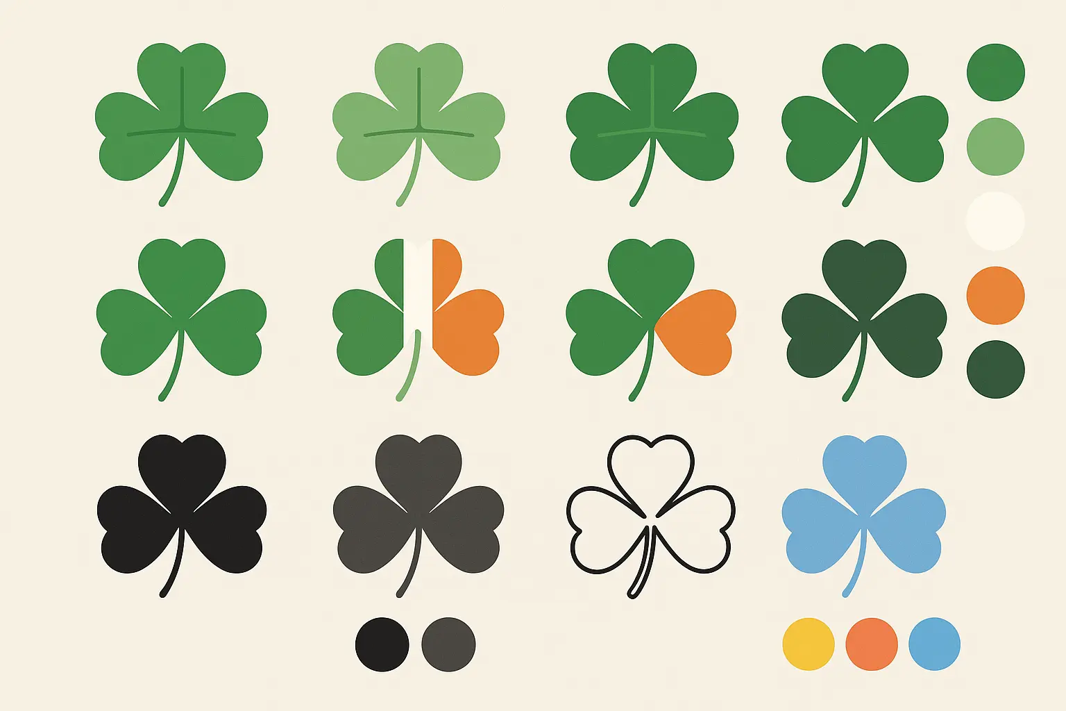 Color theory examples showing traditional Irish colors in shamrock tattoo designs