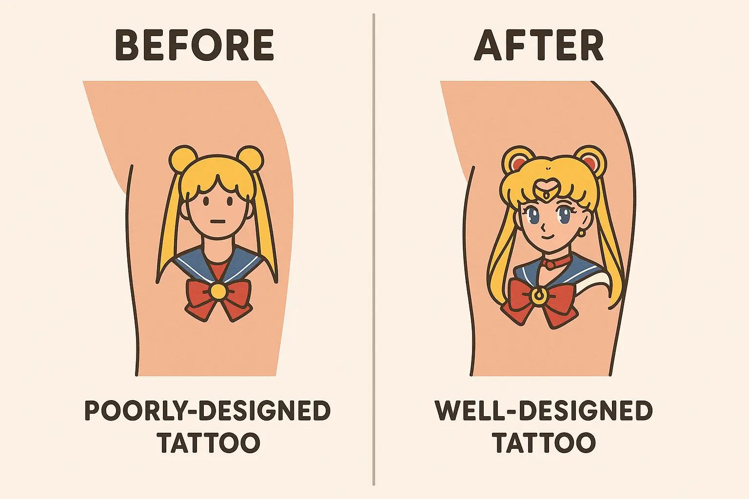 Sailor Moon tattoo design analysis
