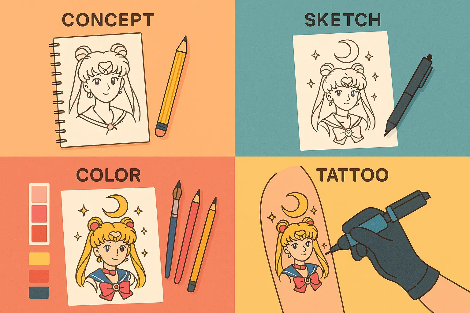 Final Sailor Moon tattoo design showcase