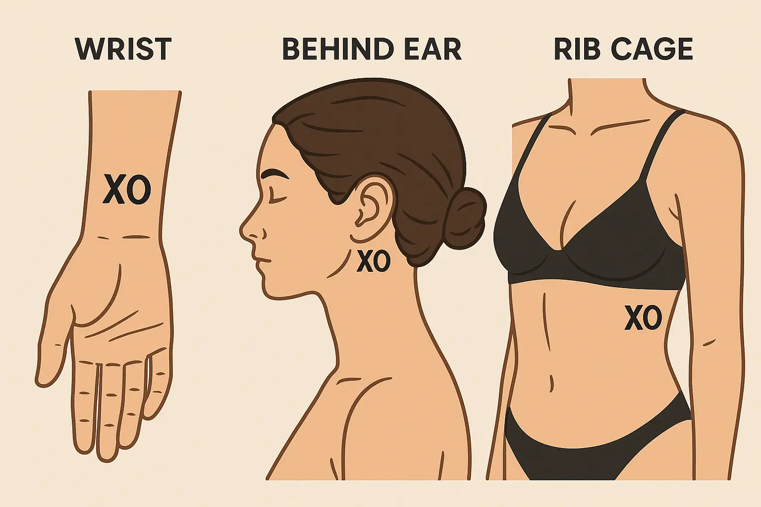 XO tattoo placement options on different body areas