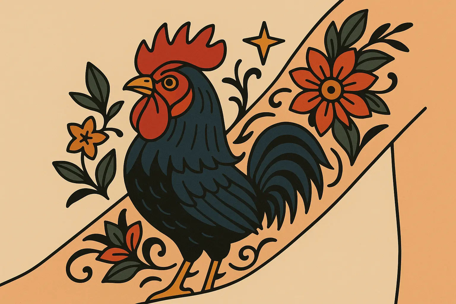 Rooster sleeve integration with complementary design elements