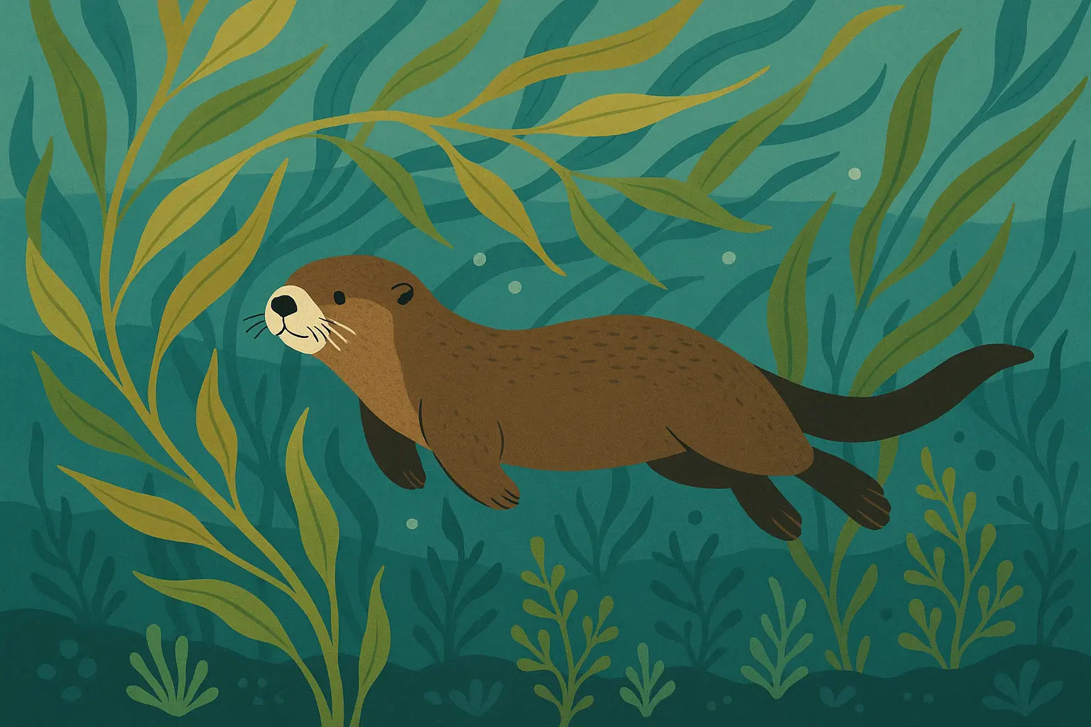 Sea otter cracking shell with rock tattoo design