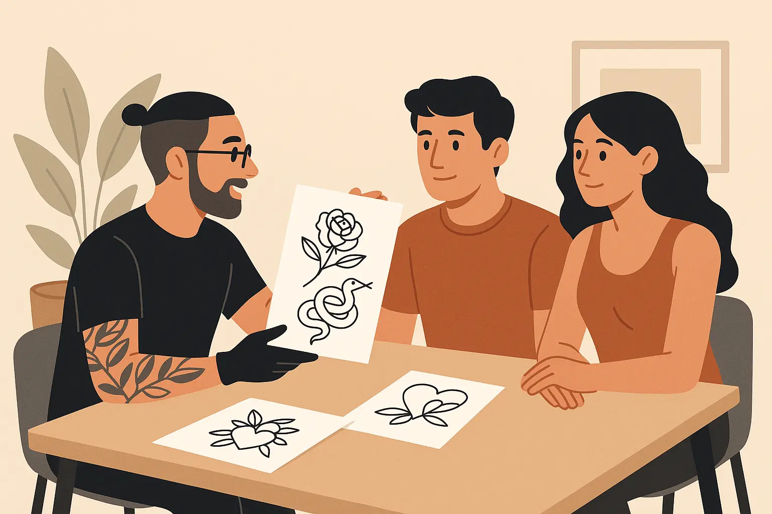 Various matching tattoo design examples