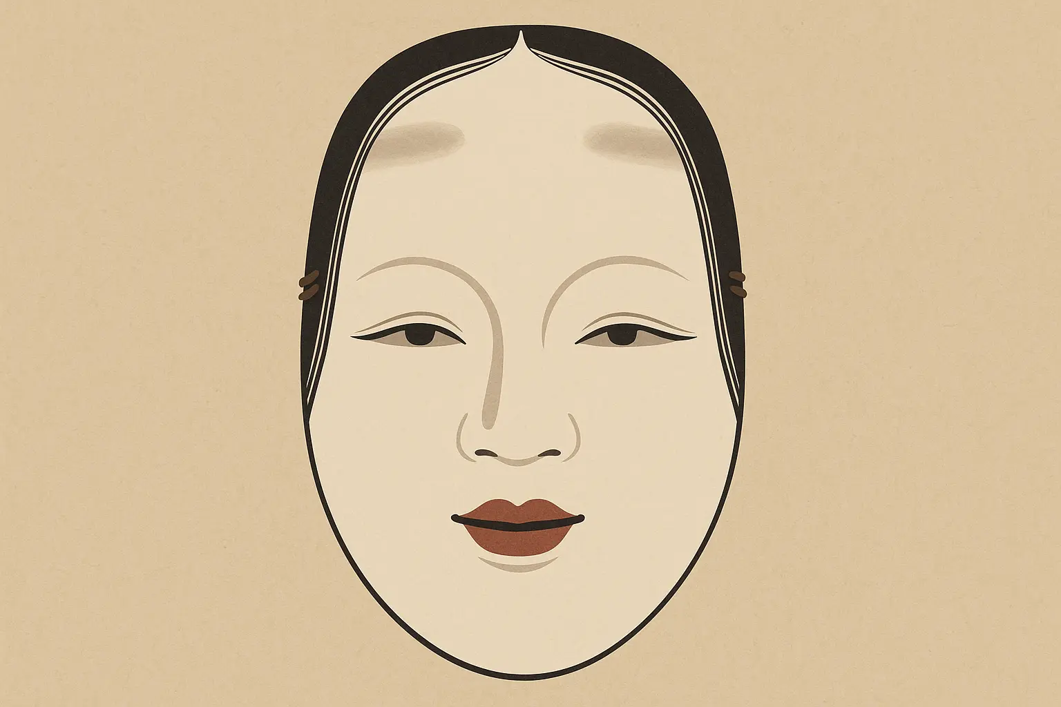 Japanese Noh theatre mask tattoo design