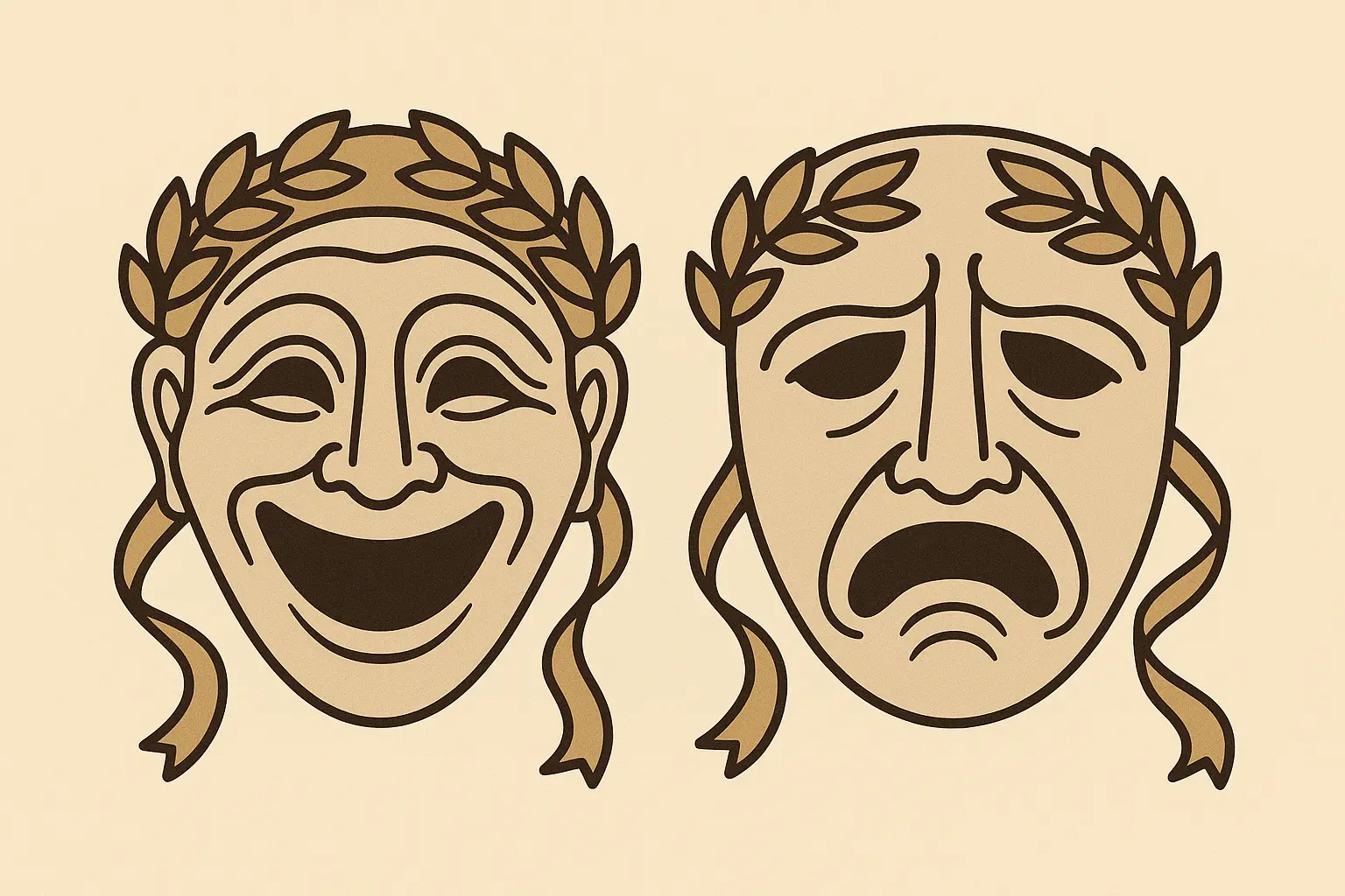 Greek theatre comedy and tragedy masks tattoo