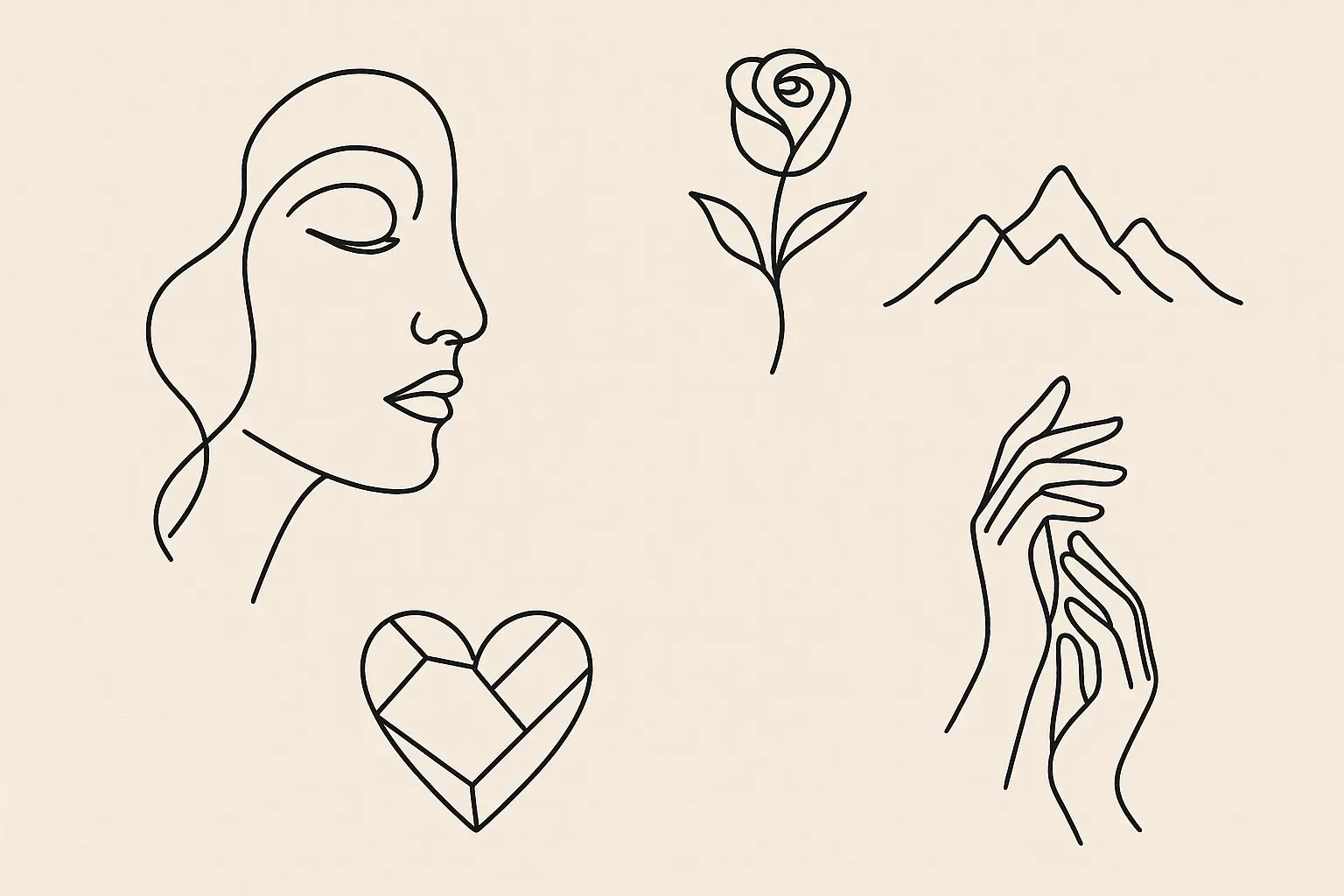 Minimalist single-line tattoo designs