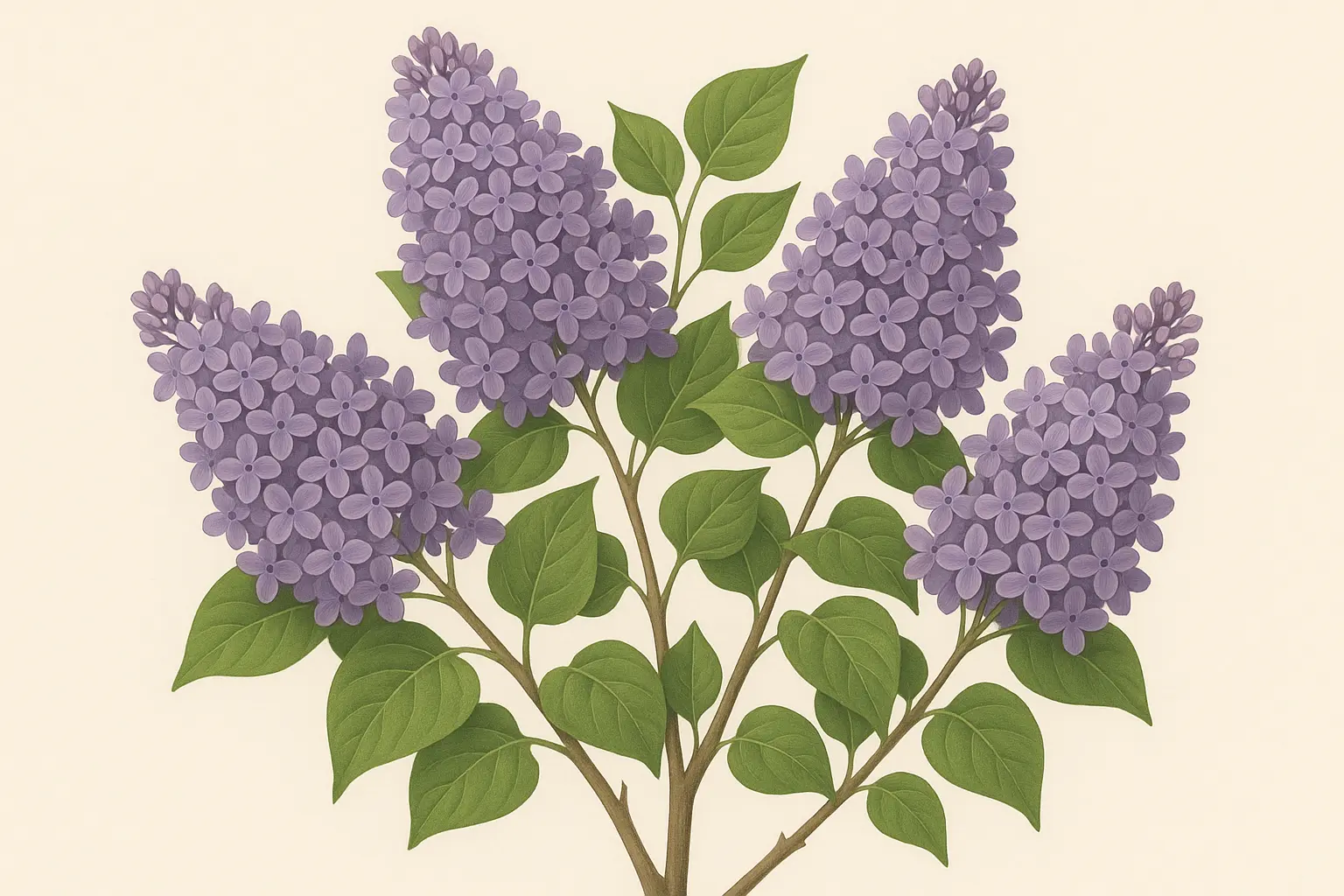Detailed realistic lilac tattoo branch design
