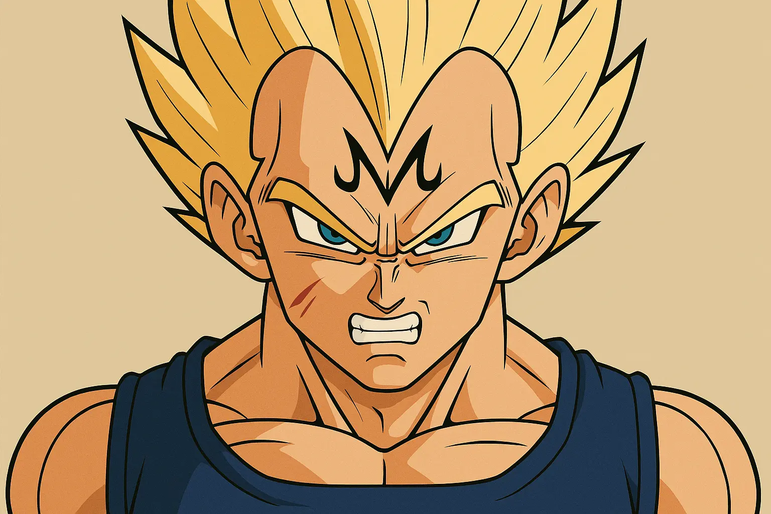 Classic Majin Vegeta portrait tattoo design