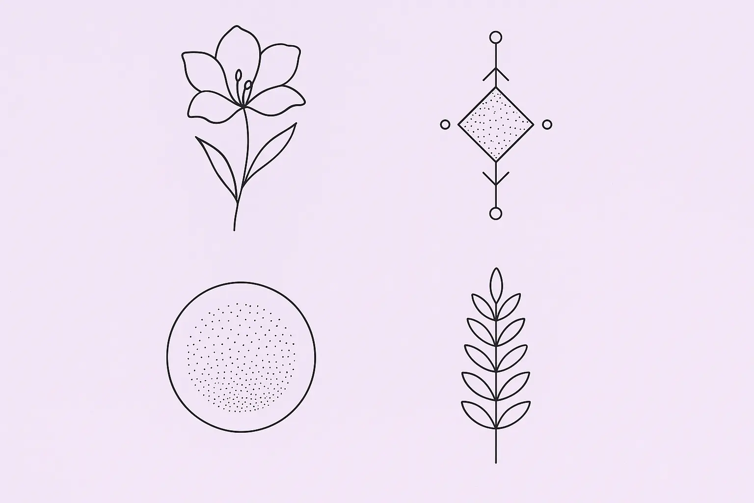 Minimalist lilac line art tattoo designs