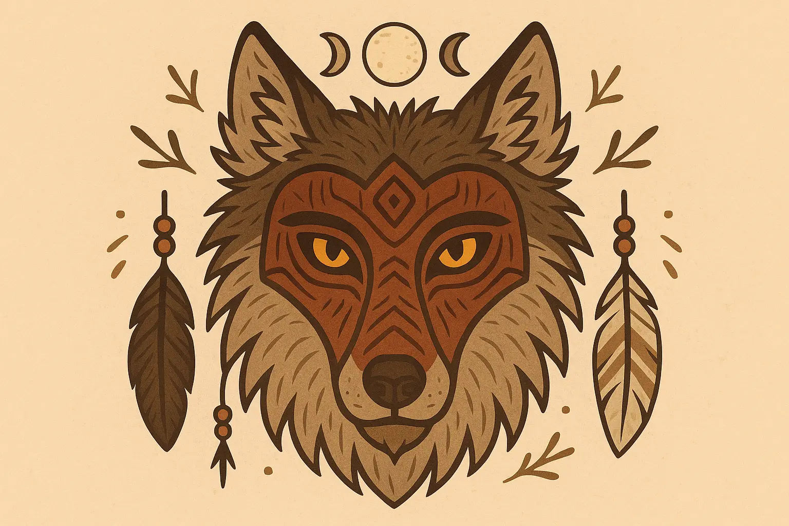 Wolf spirit mask tattoo with shamanic elements