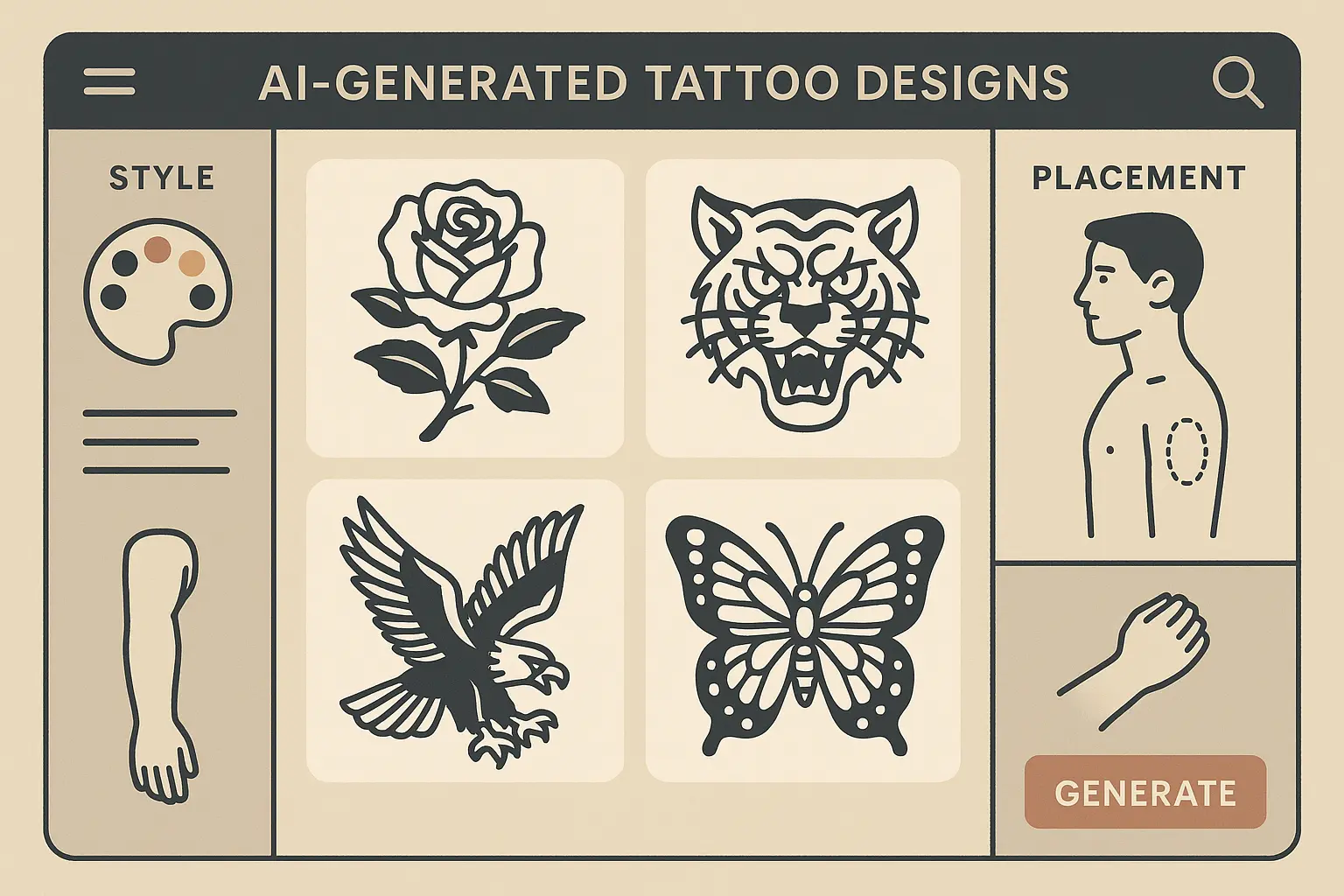 AI tattoo design platform interface
