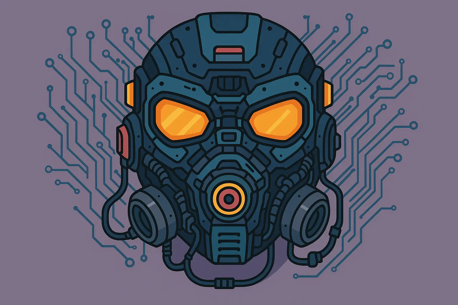 Biomechanical fusion mask with cyberpunk elements