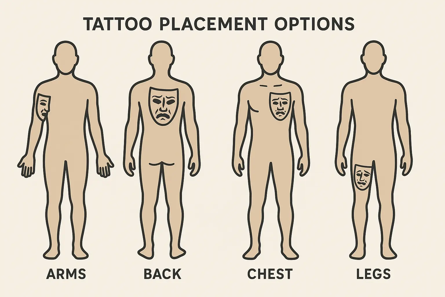 Detailed mask tattoo implementation examples