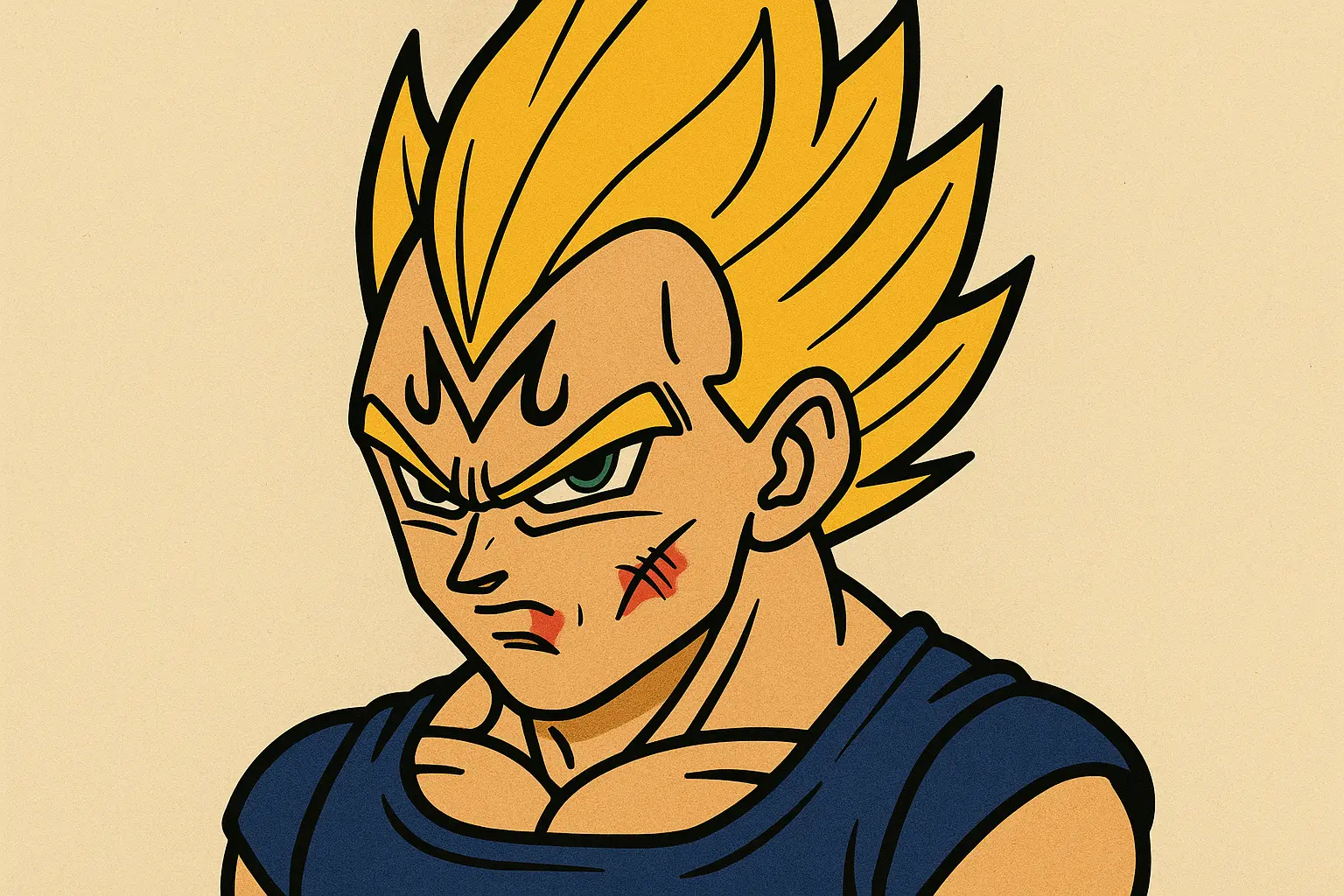 Neo-traditional Majin Vegeta tattoo design