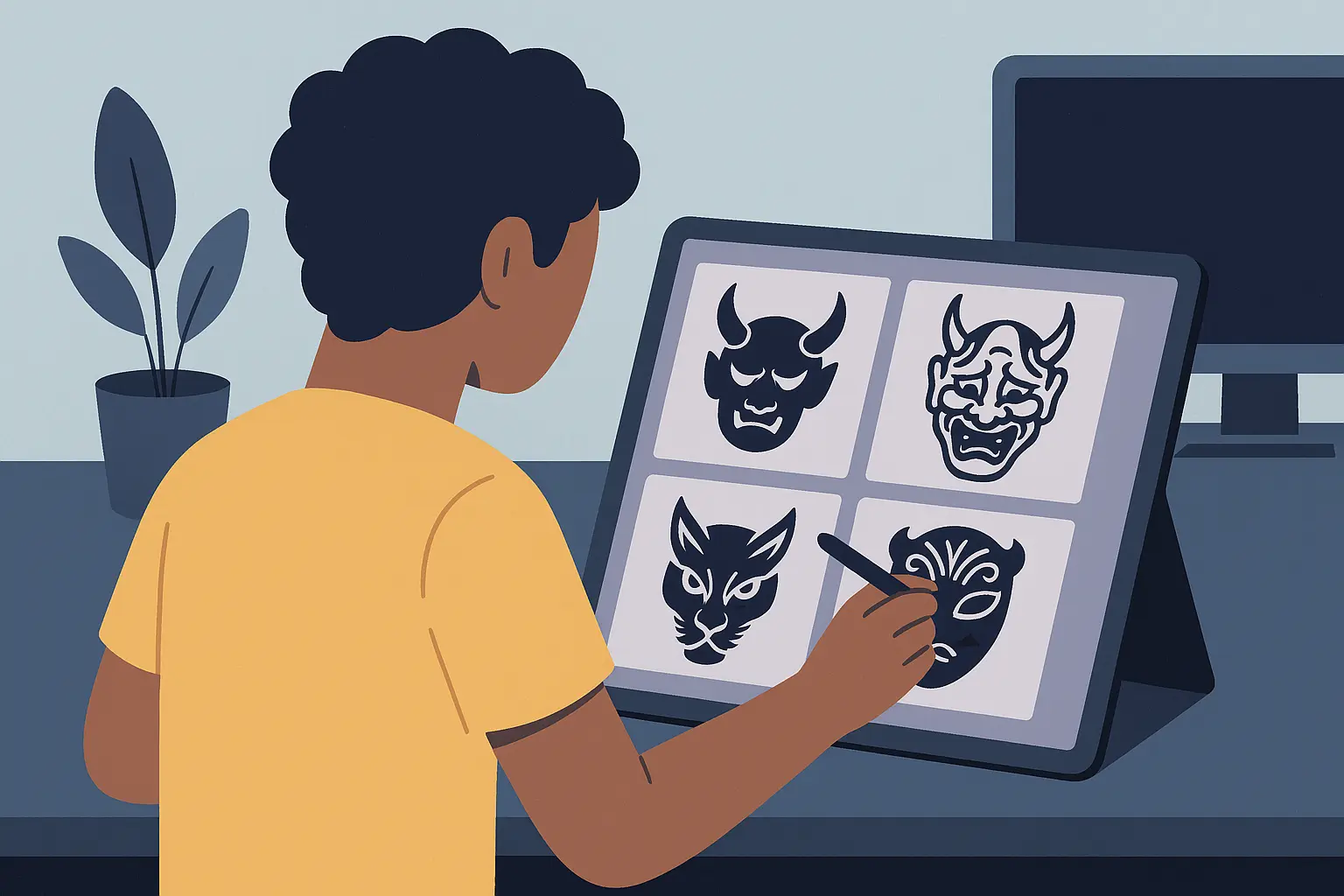 AI tattoo generator helping with mask tattoo design