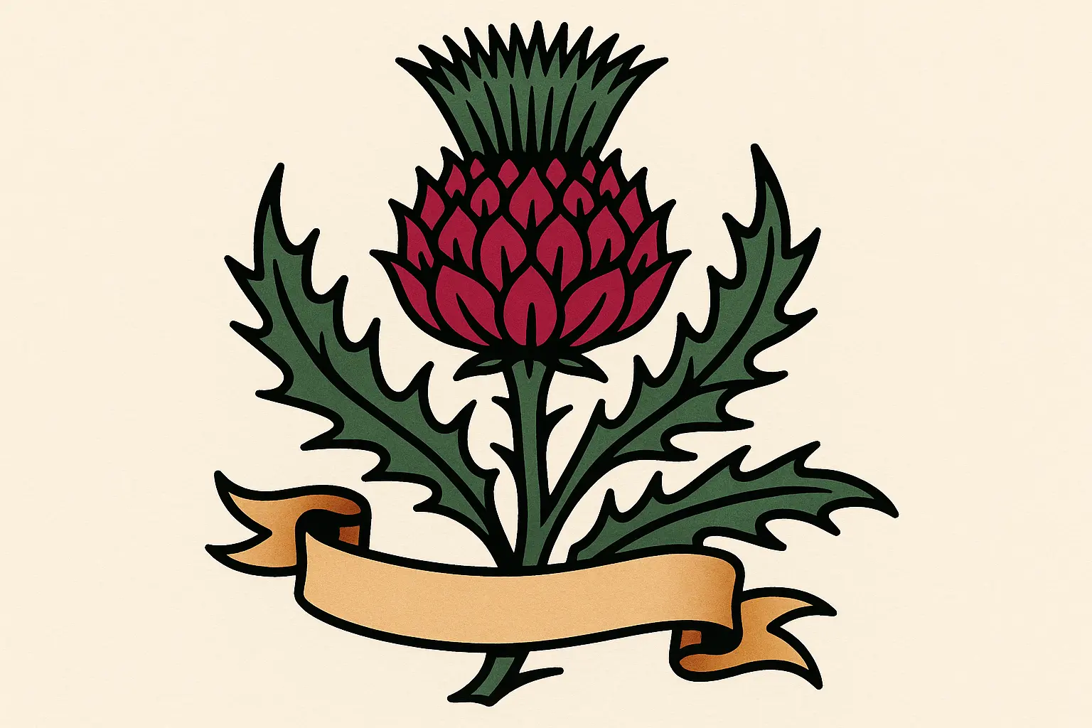Traditional and neo-traditional thistle tattoo styles