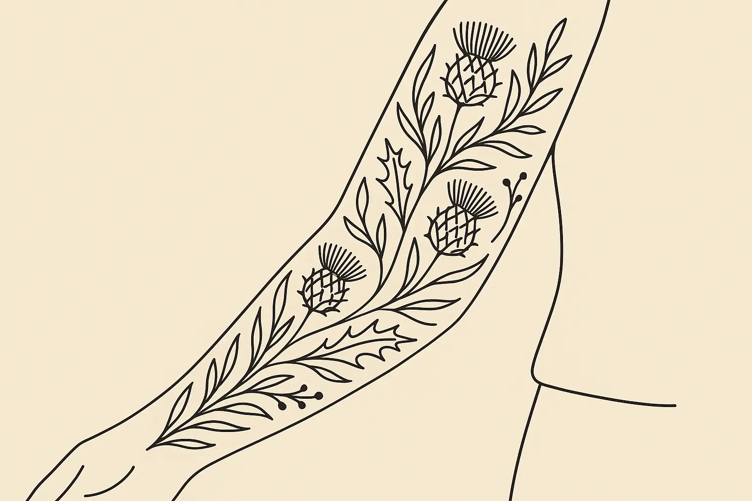 Thistle tattoo placement examples on different body locations