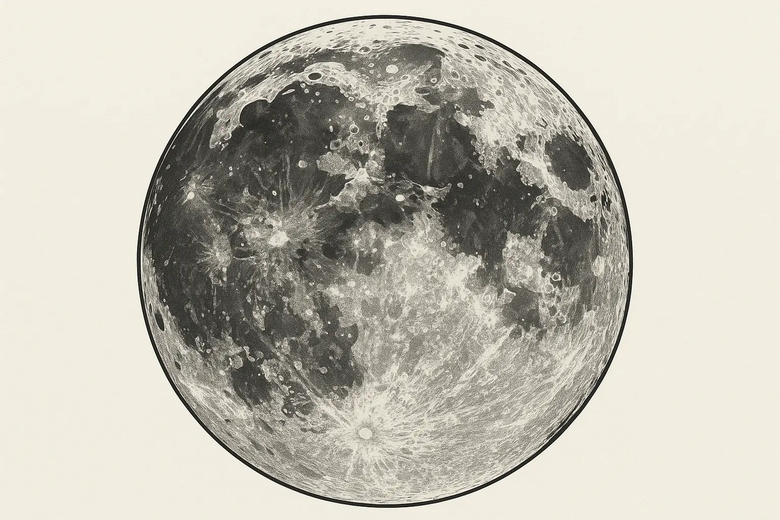 Photorealistic full moon tattoo with detailed crater work