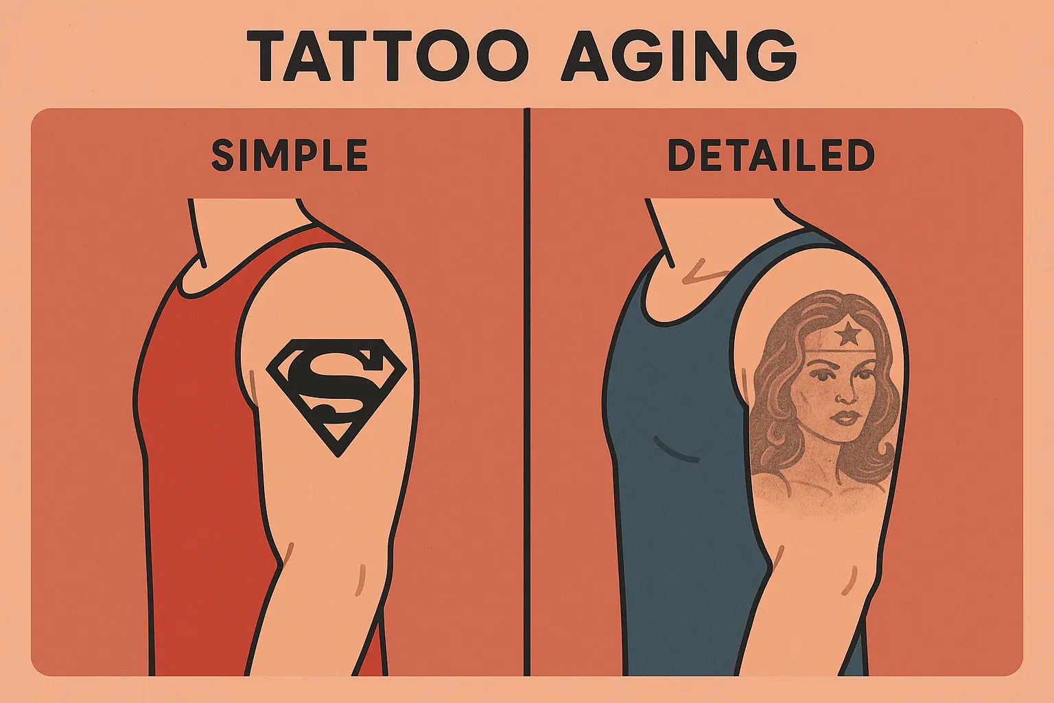 Marvel tattoo aging comparison examples