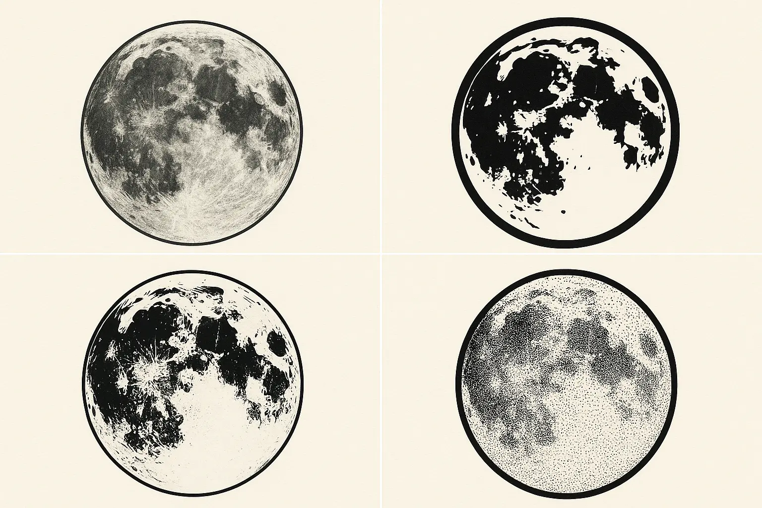 AI-generated full moon tattoo design creation process