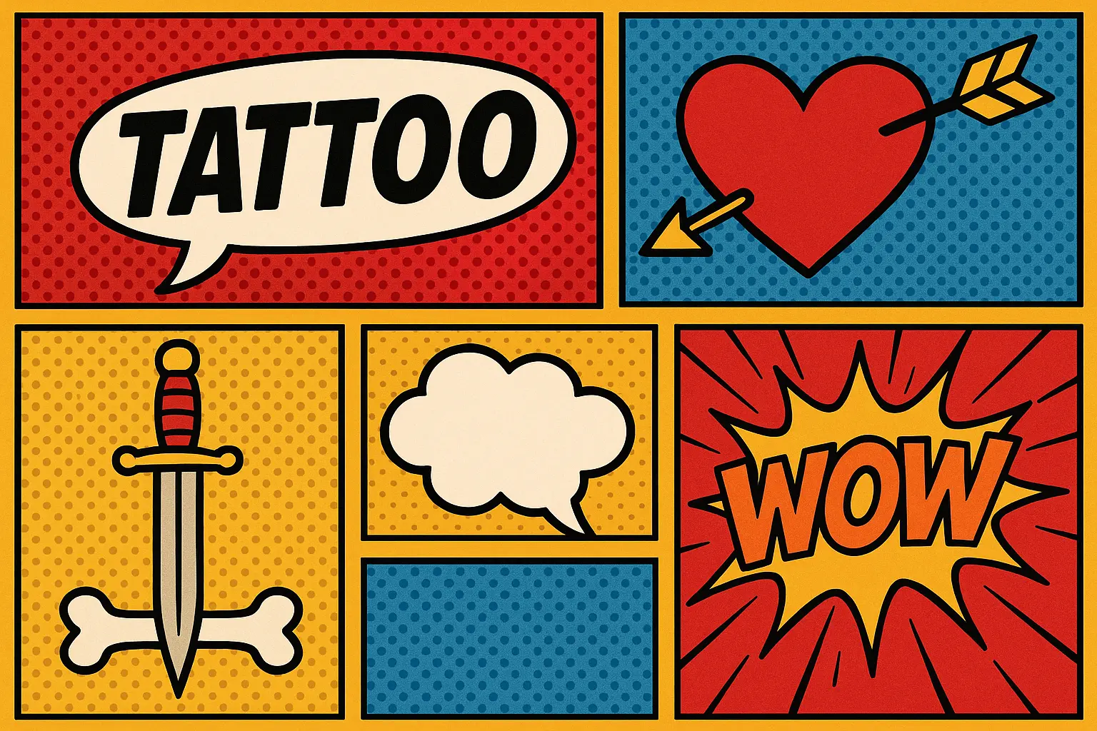 Comic art style Marvel tattoo examples