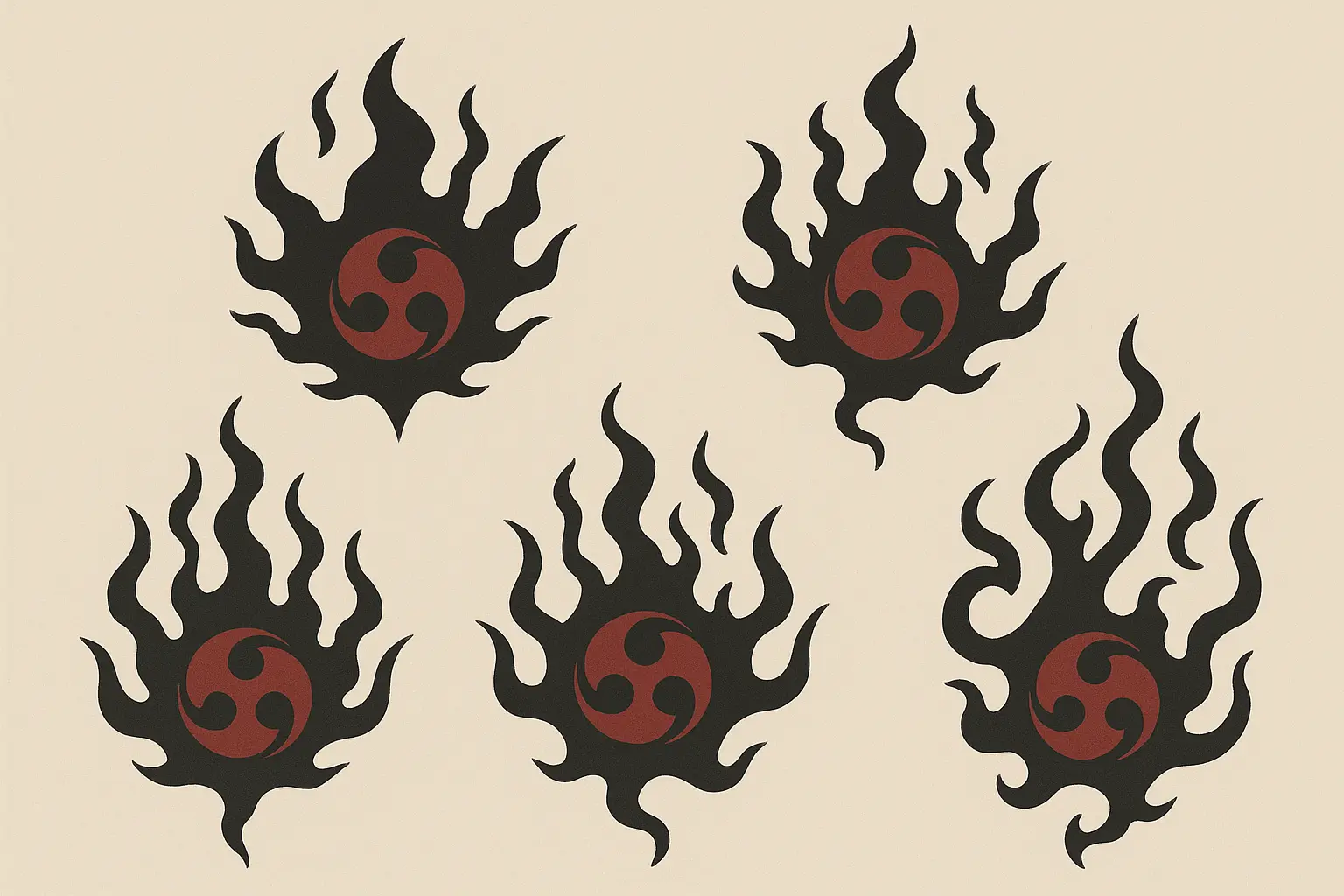 Classic anime-inspired curse mark tattoo designs