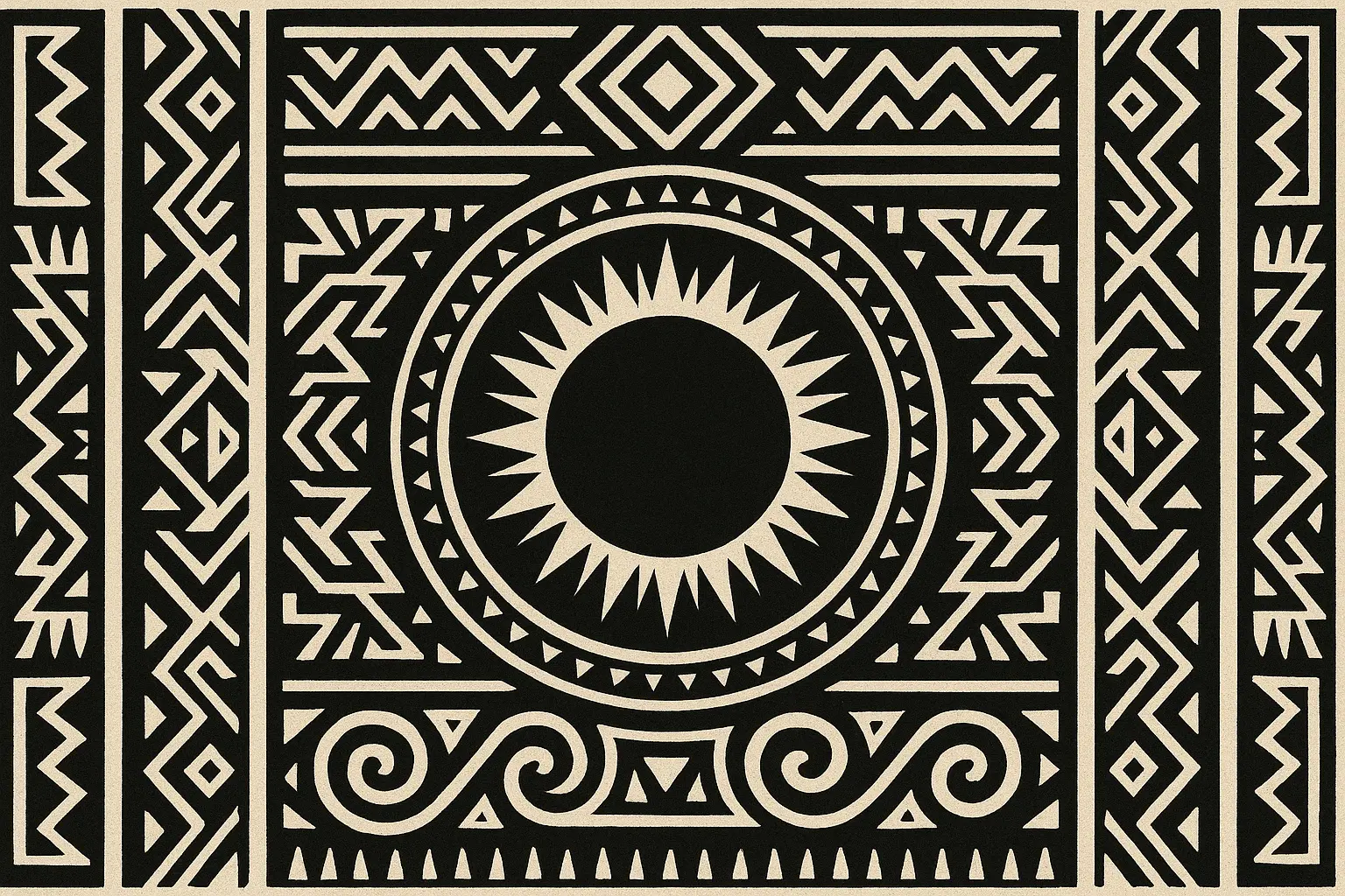 Tribal eclipse fusion tattoo