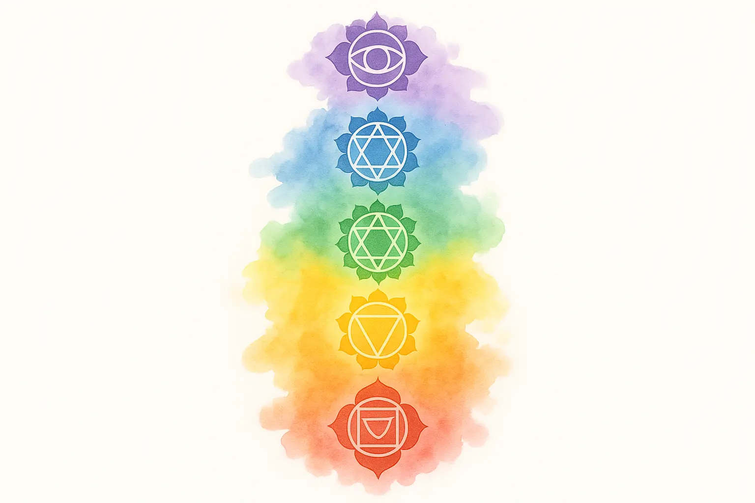 Watercolor seven chakras cascade tattoo design