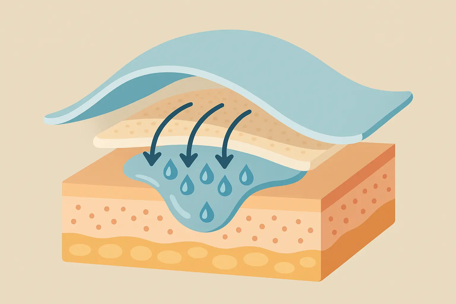 Fluid management under second skin bandage