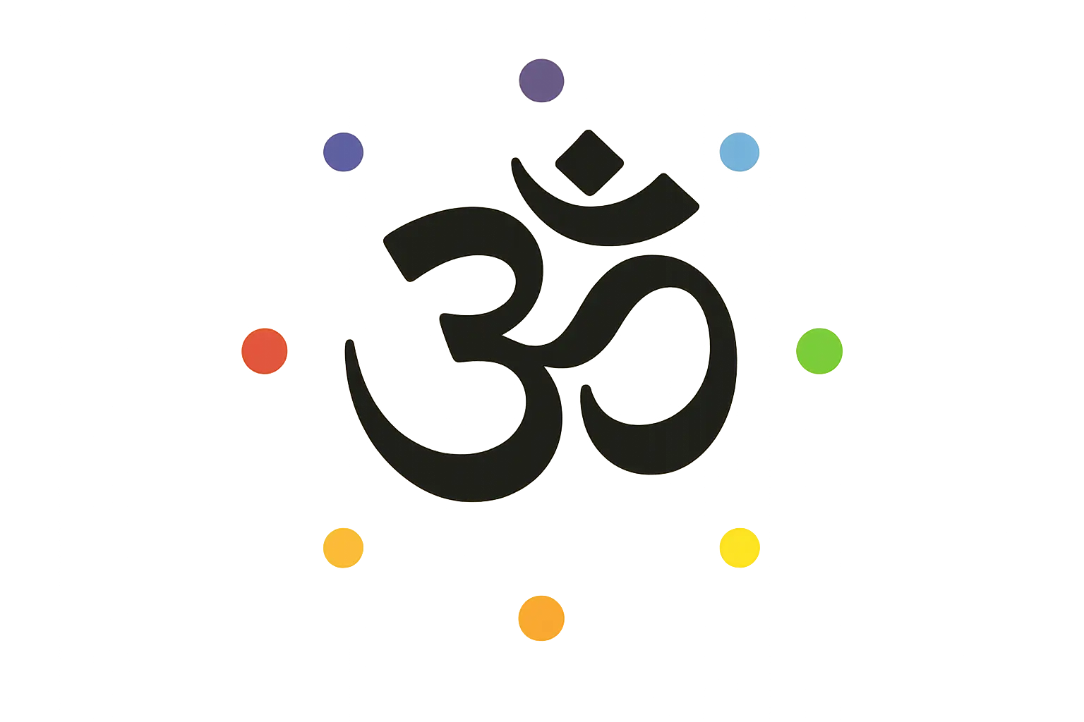Minimalist Om symbol with chakra colors