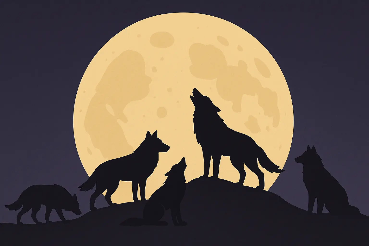 Wolf pack and scene tattoo designs