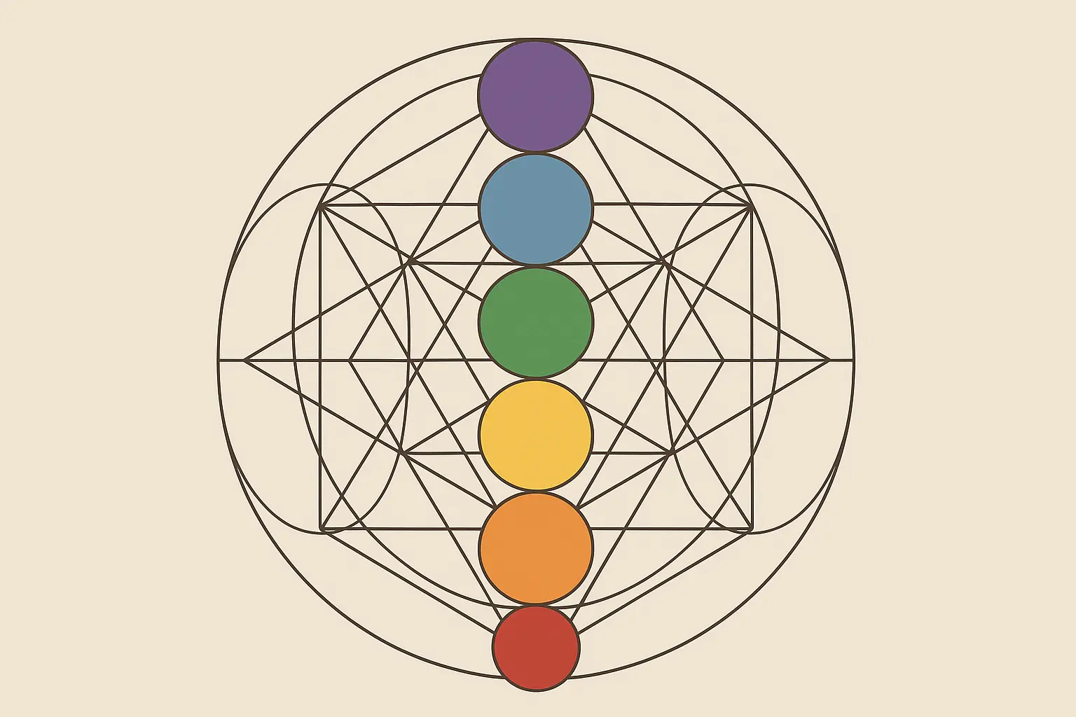 Geometric chakra system map tattoo