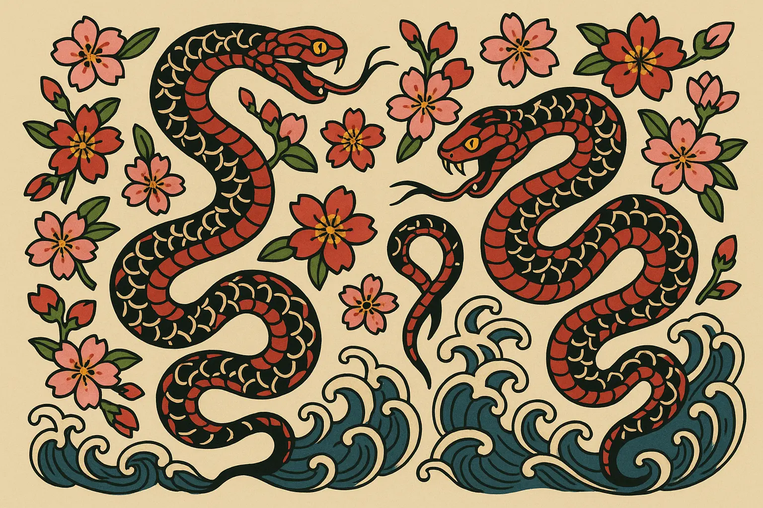 Japanese snake tattoo design showcase