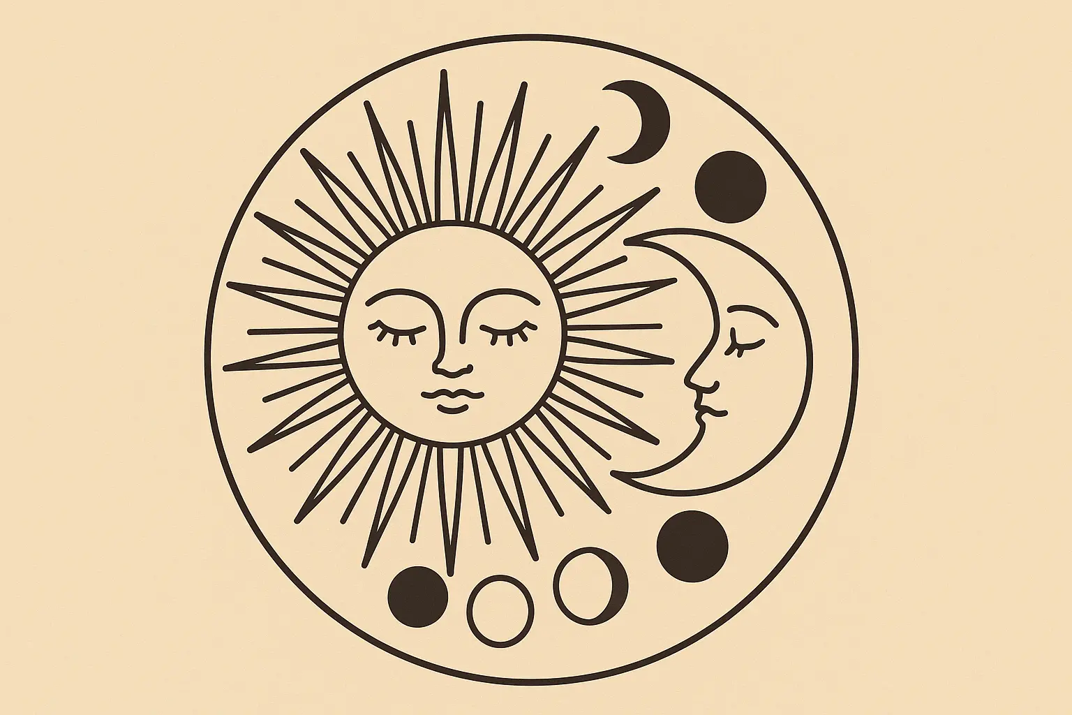 Sun and Moon tattoo design showing celestial balance