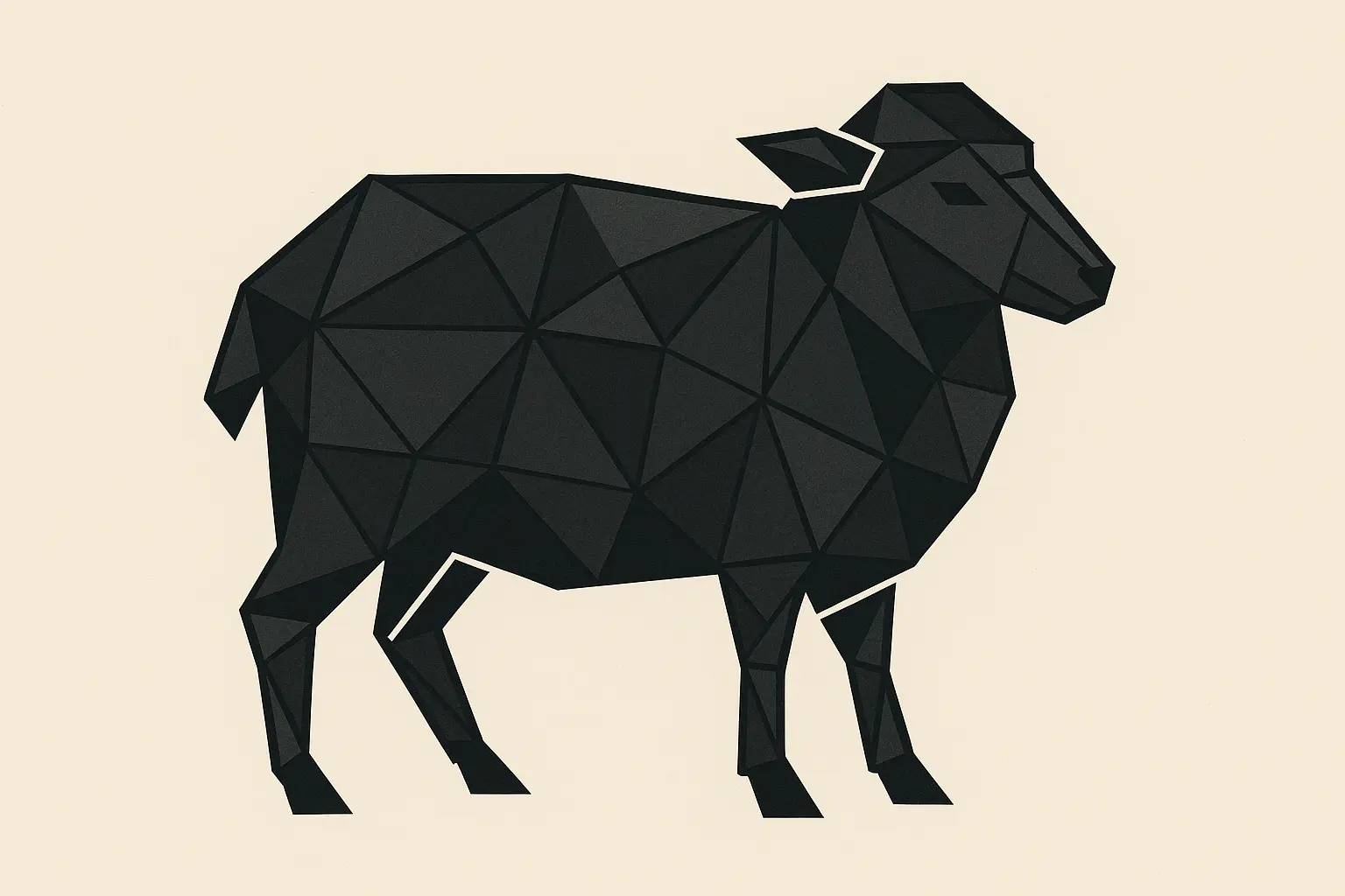 Geometric black sheep tattoo design