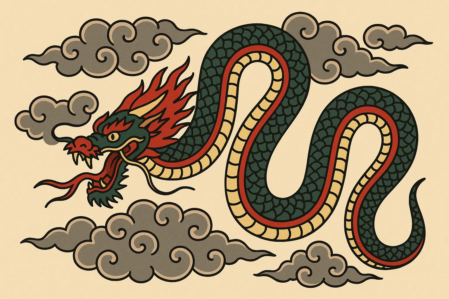 Dragon-snake hybrid irezumi design
