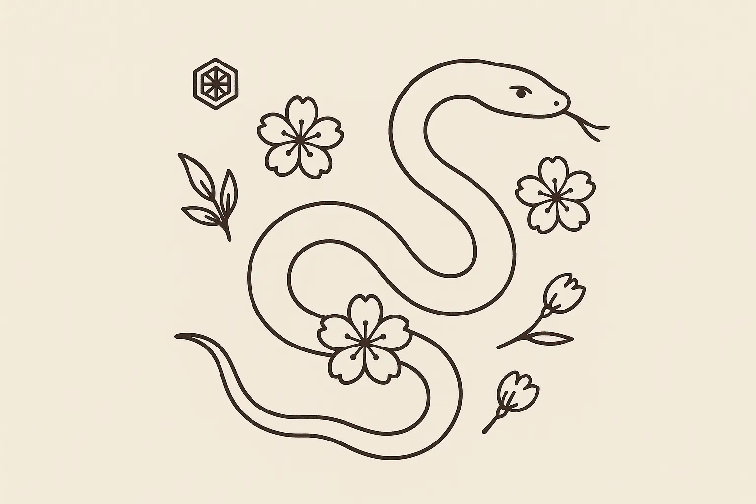 Neo-traditional Japanese snake design