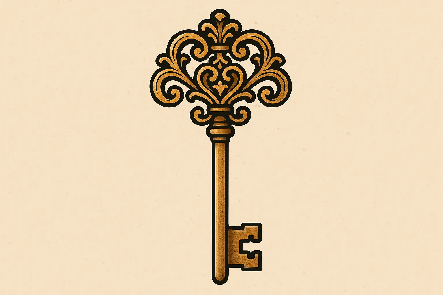 Vintage ornate key tattoo design