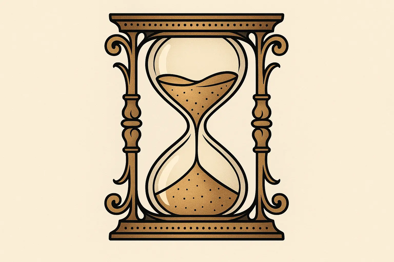 Hourglass tattoo with flowing sand design