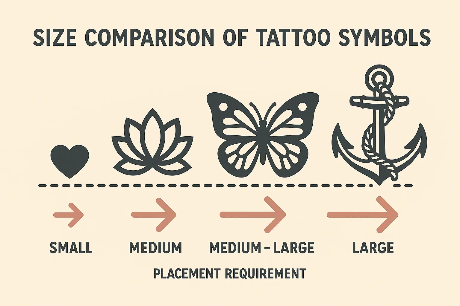 Tattoo design analysis showing size and style variations