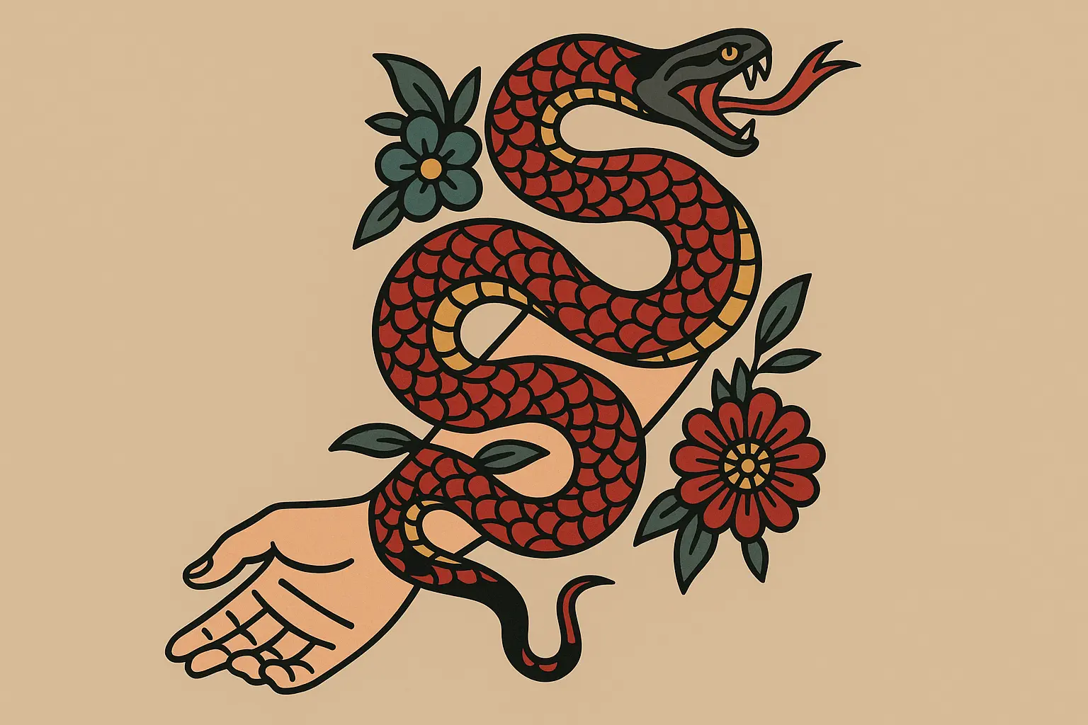 Japanese snake arm tattoo design