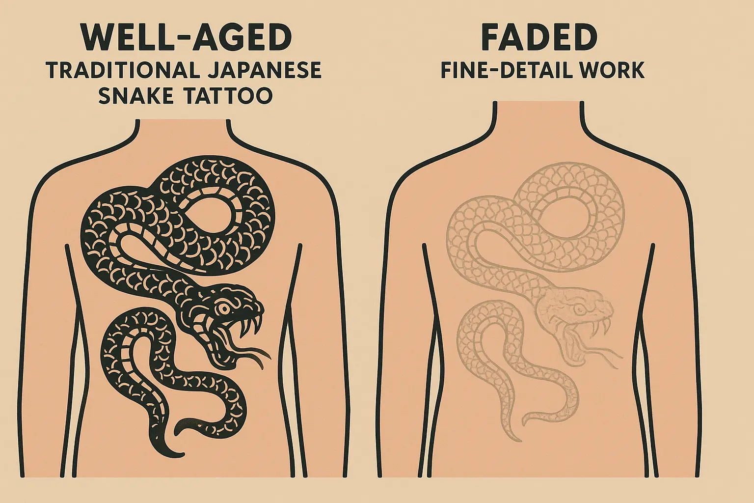 Japanese snake tattoo comparison chart